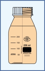 s modrým uzávěrem odolným do 140°C - závit GL 45 - hnědé sklo s modrým uzávěrem odolným do 140°C - závit GL 45 - hnědé sklo